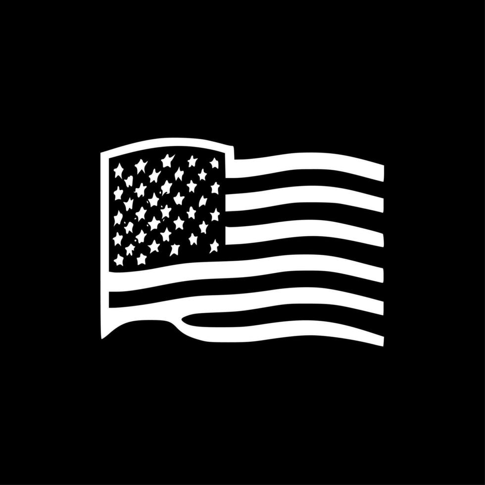 Amerikaans vlag - zwart en wit geïsoleerd icoon - vector illustratie