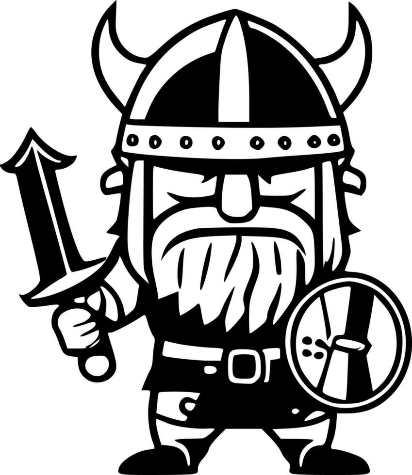 viking - zwart en wit geïsoleerd icoon - vector illustratie