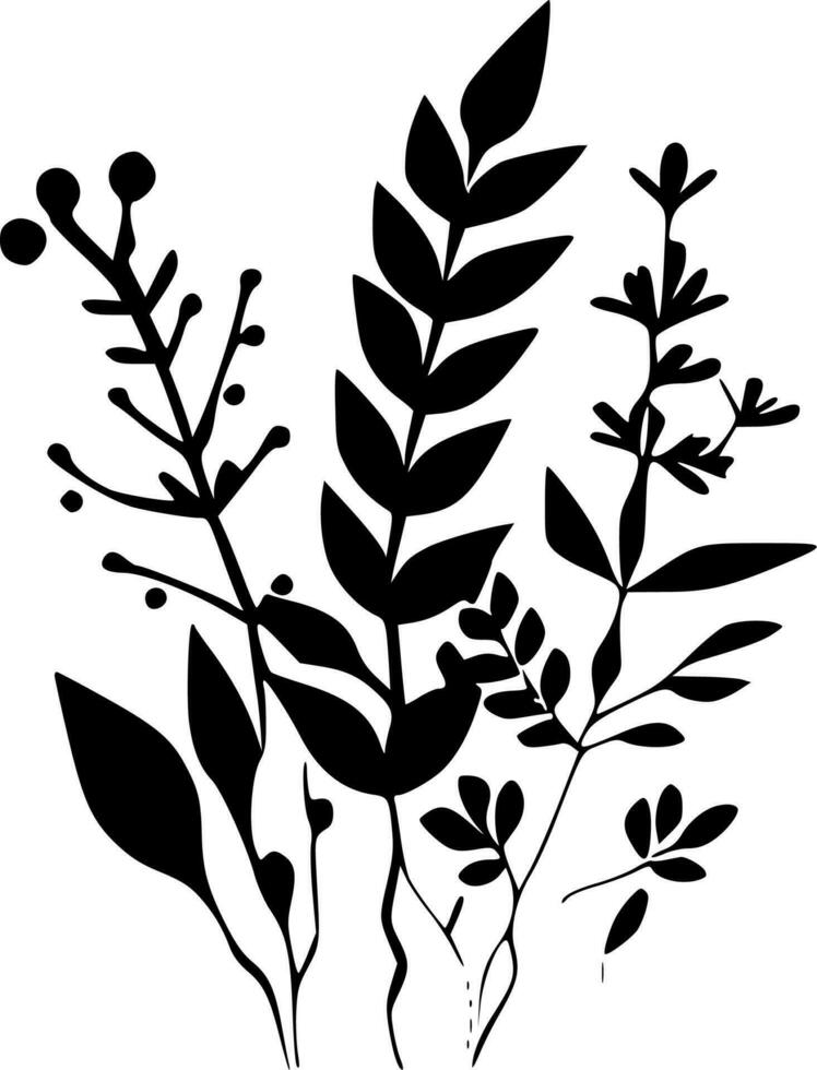 botanisch - zwart en wit geïsoleerd icoon - vector illustratie