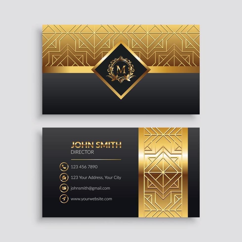 luxe gouden en zwarte visitekaartjesjabloon vector