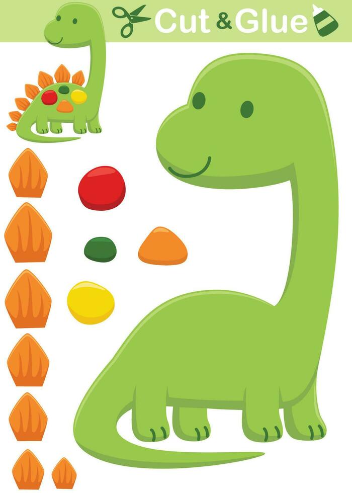 grappig stegosaurus. onderwijs papier spel voor kinderen. uitknippen en lijmen. vector tekenfilm illustratie
