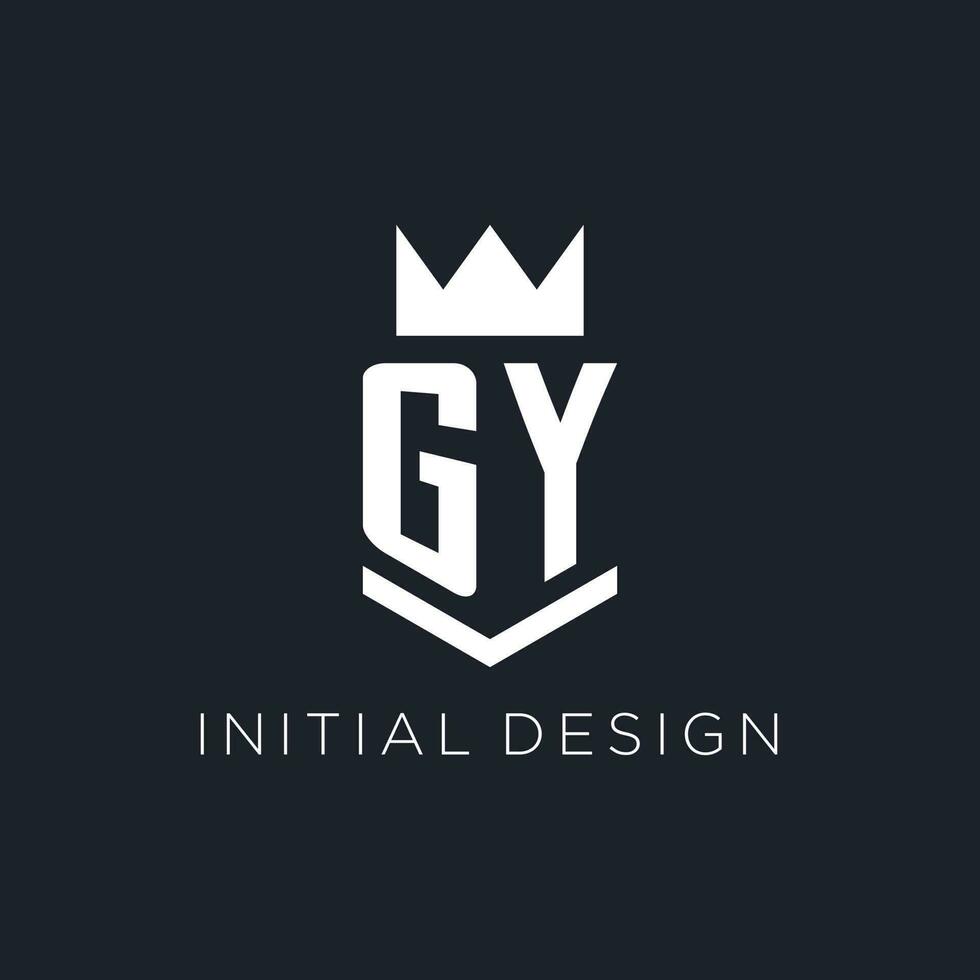 gy logo met schild en kroon, eerste monogram logo ontwerp vector