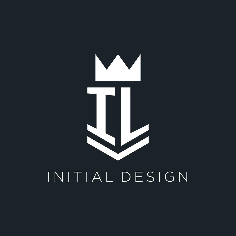 il logo met schild en kroon, eerste monogram logo ontwerp vector