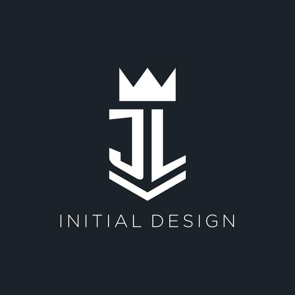 jl logo met schild en kroon, eerste monogram logo ontwerp vector