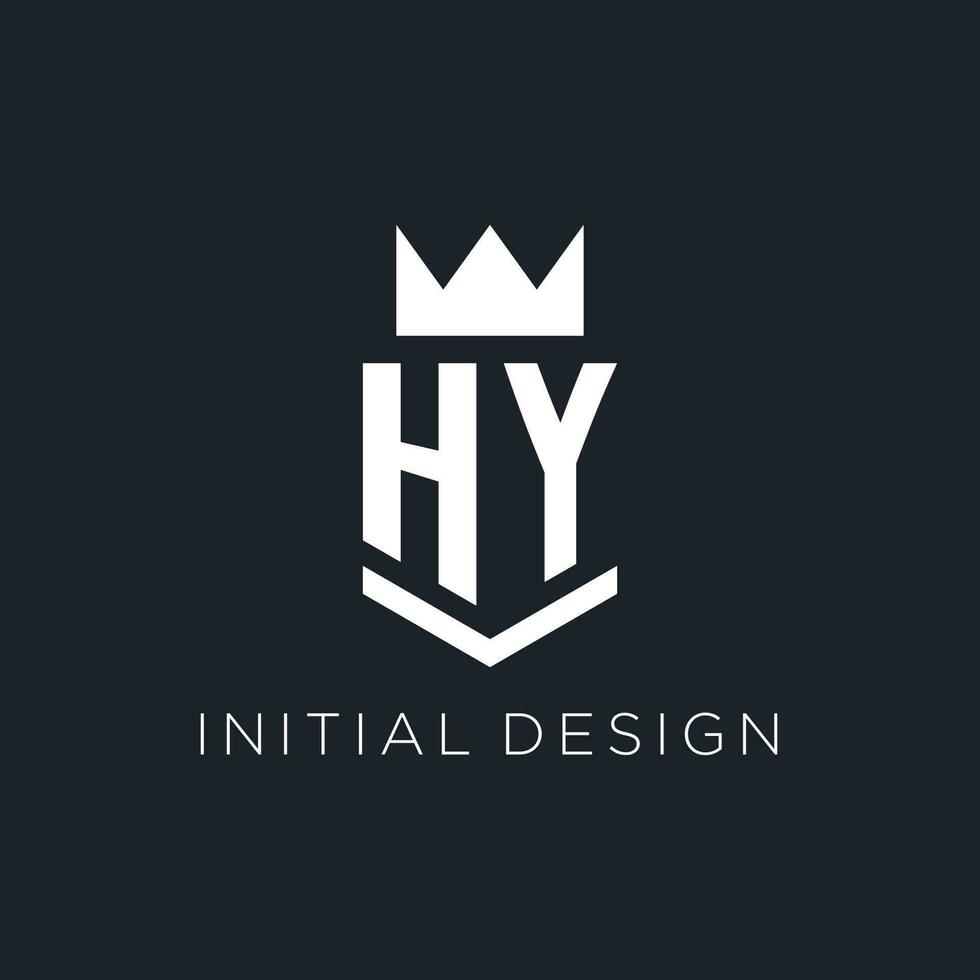 hoi logo met schild en kroon, eerste monogram logo ontwerp vector