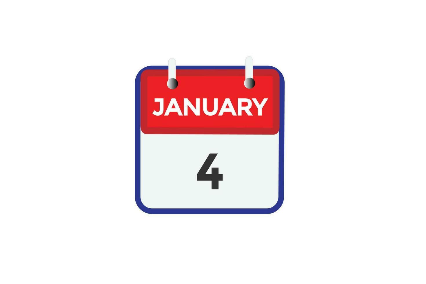 januari 4 kalender datum herinnering, kalender 4 januari datum sjabloon vector