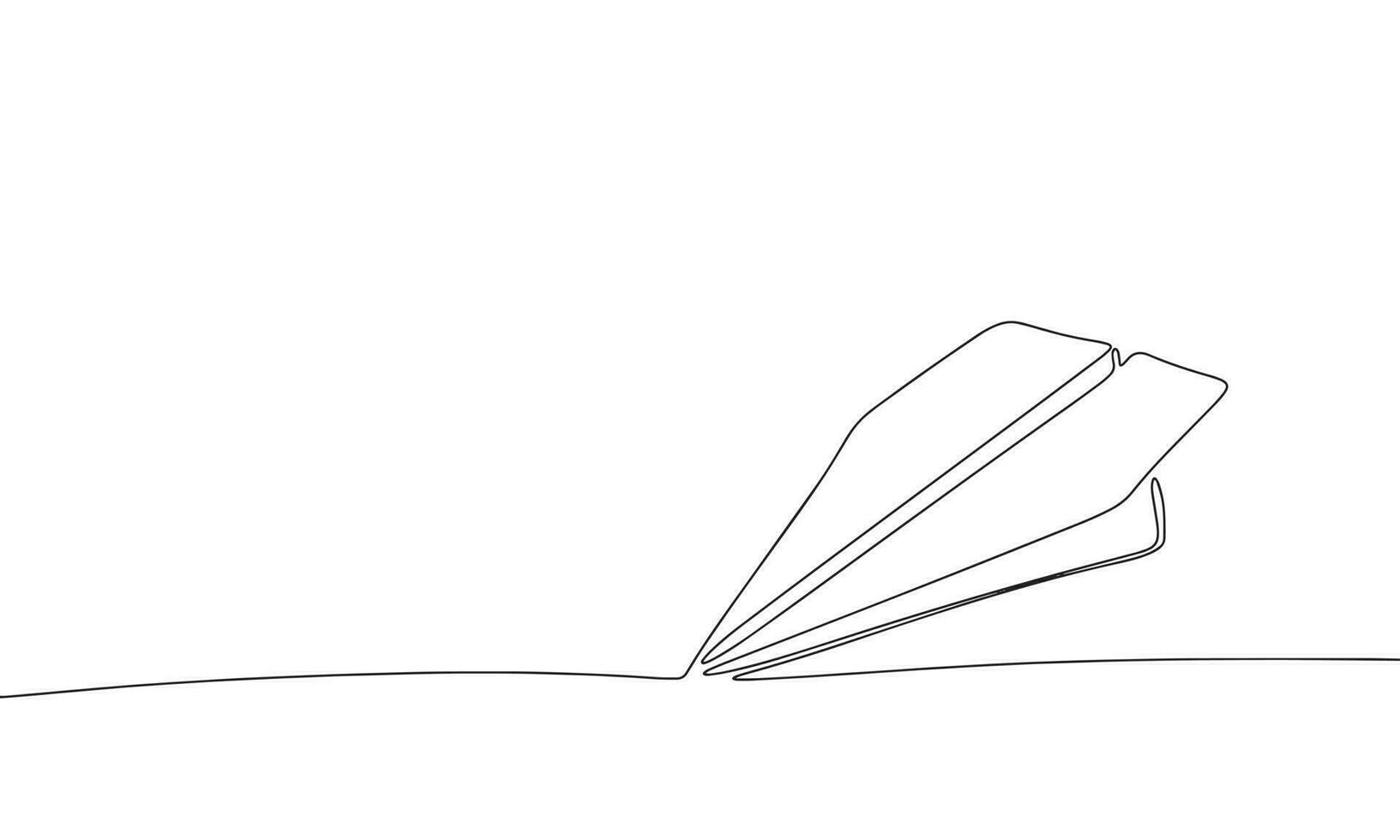 papier vlak net zo een lijn continu. lijn kunst vlieg papier vlak schets vector illustratie.