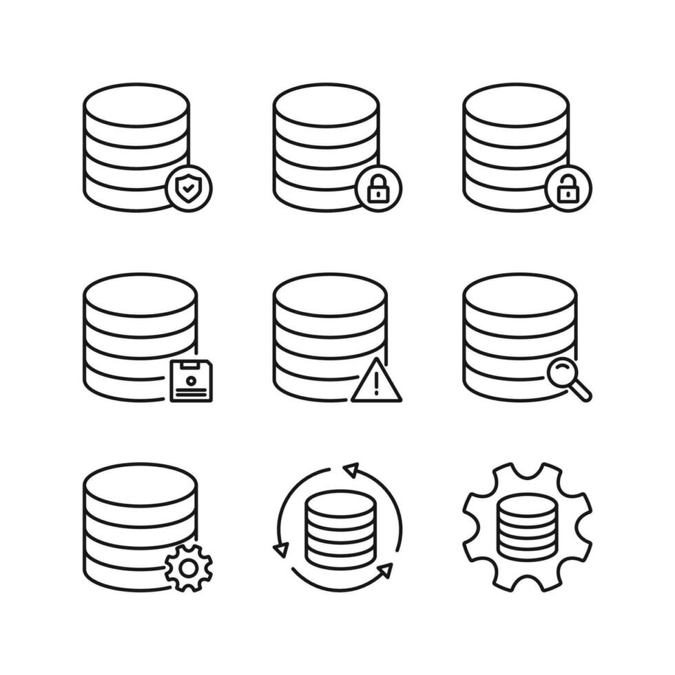 bewerkbare reeks icoon van databank, vector illustratie geïsoleerd Aan wit achtergrond. gebruik makend van voor presentatie, website of mobiel app