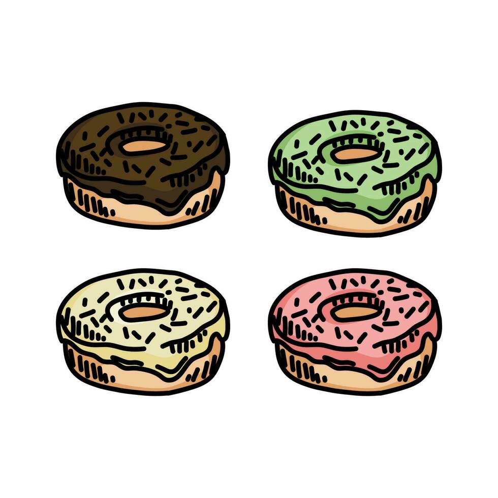 donut geïsoleerd Aan wit achtergrond schattig toetje vector