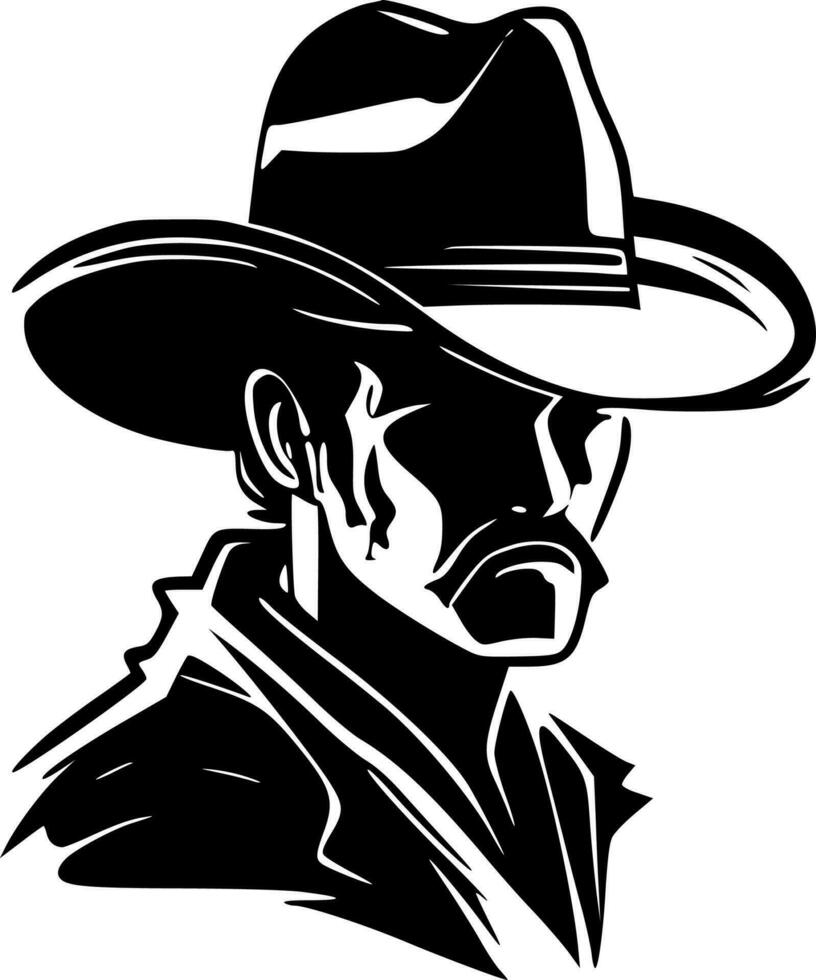 cowboy, zwart en wit vector illustratie