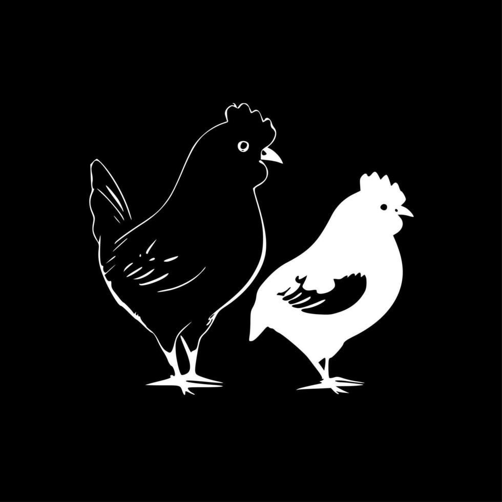 kippen, minimalistische en gemakkelijk silhouet - vector illustratie