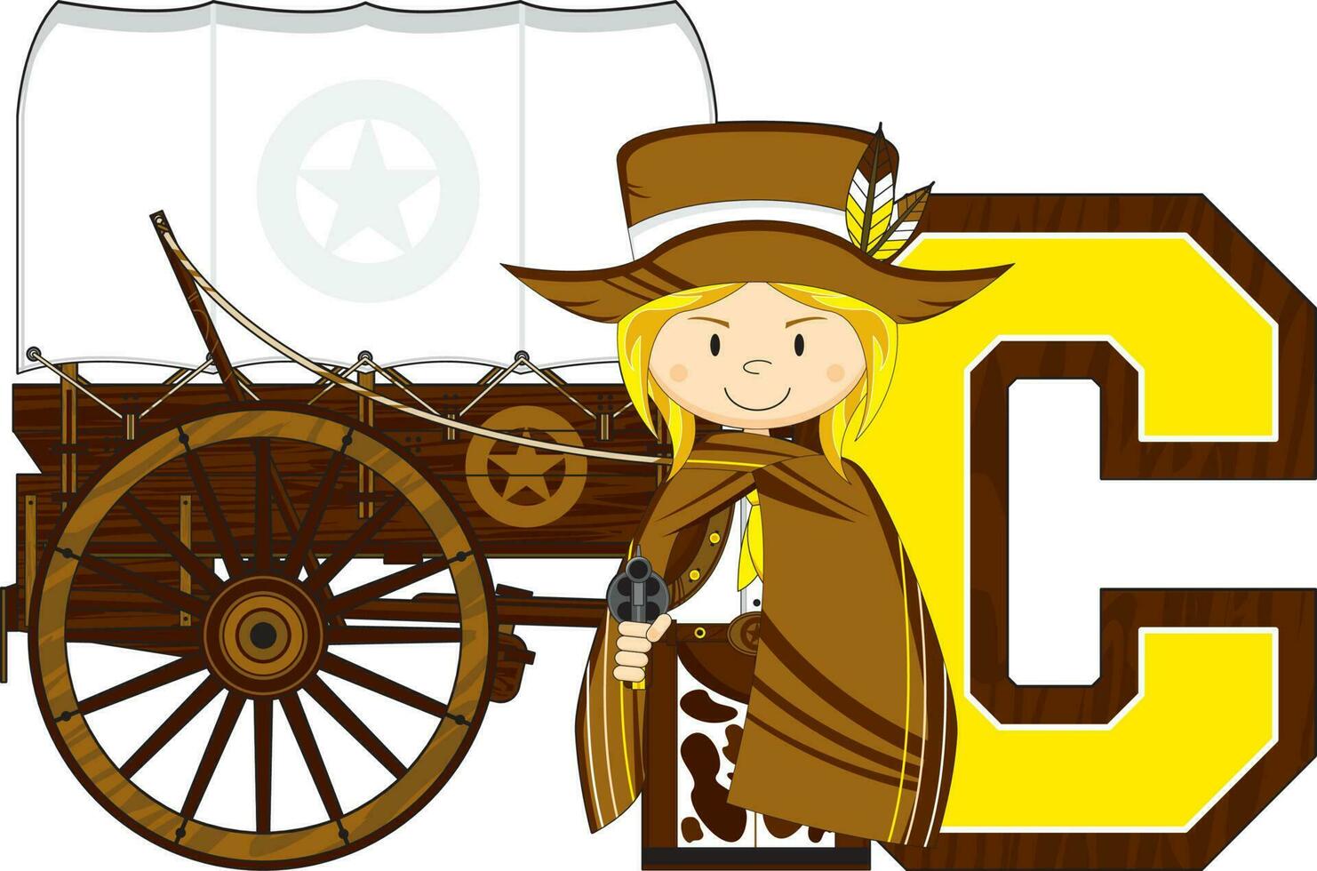 c is voor cowboy wild west alfabet aan het leren leerzaam illustratie vector