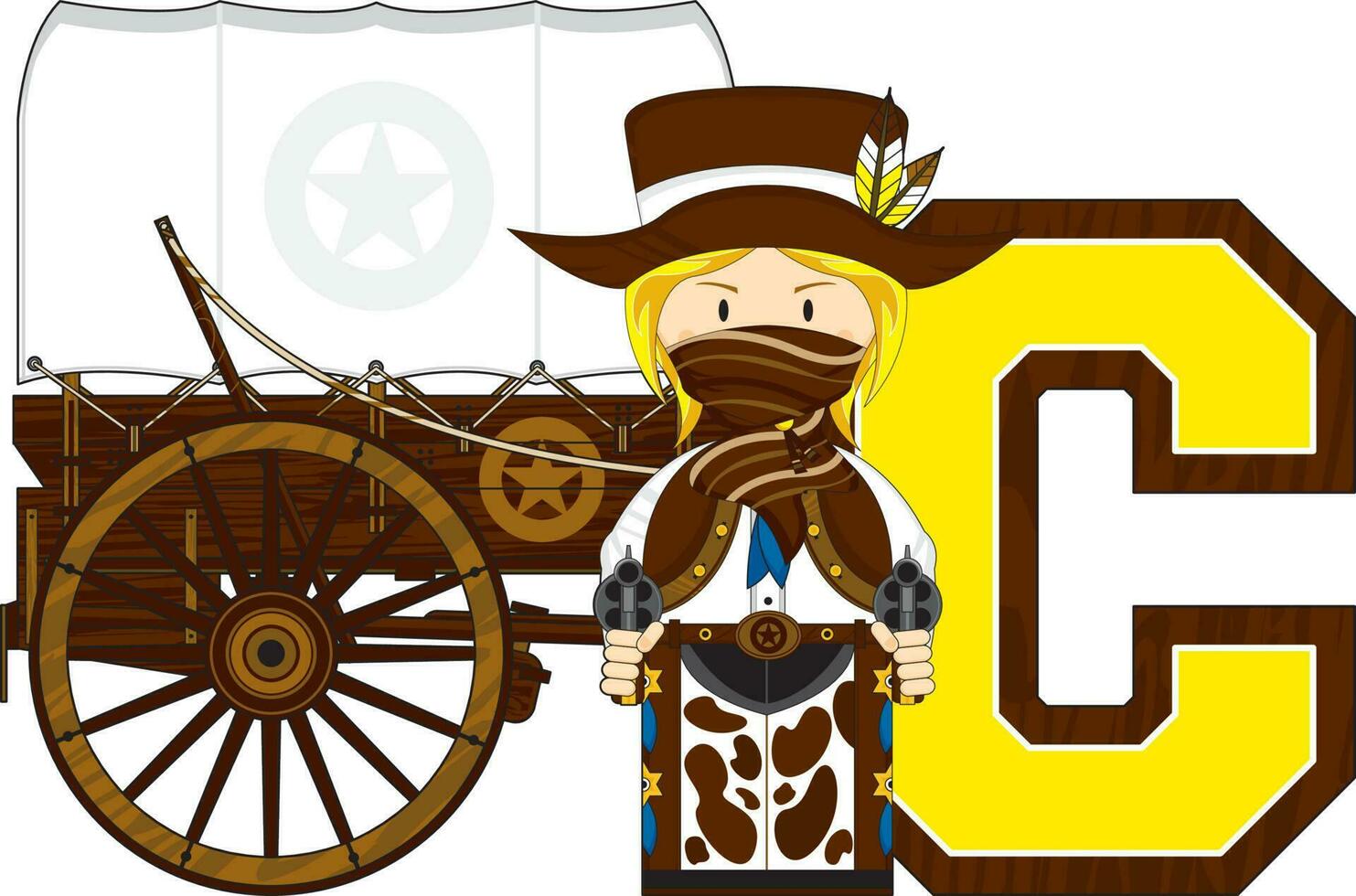 c is voor cowboy wild west alfabet aan het leren leerzaam illustratie vector