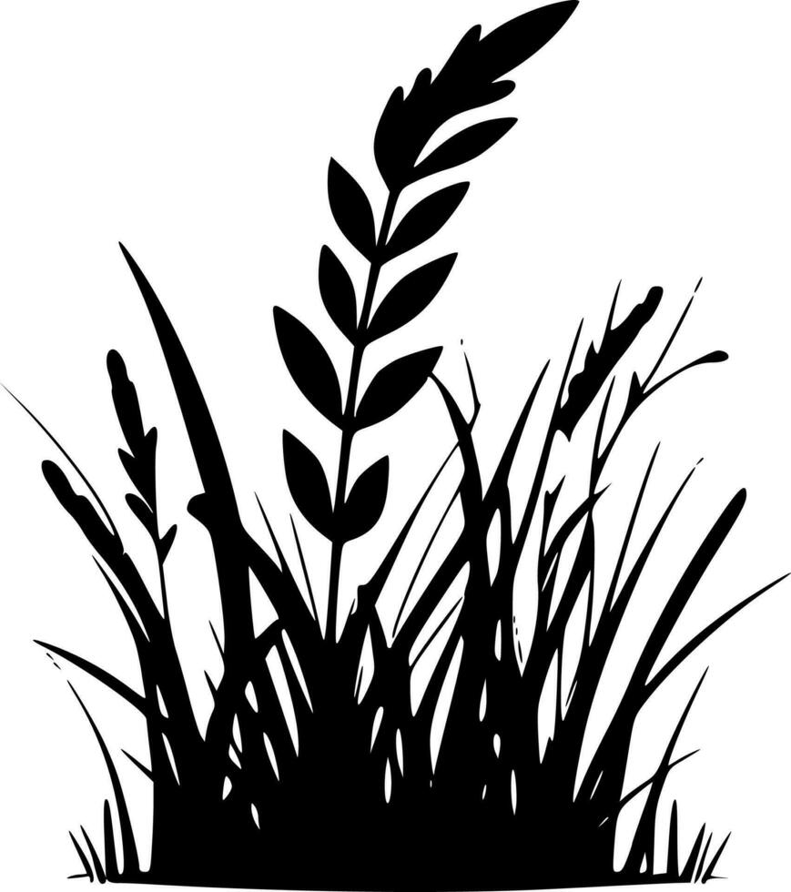 gras - zwart en wit geïsoleerd icoon - vector illustratie