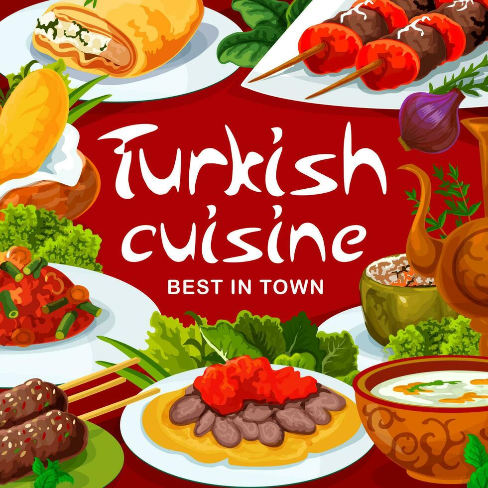 Turks nationaal voedsel gerechten restaurant menu Hoes vector