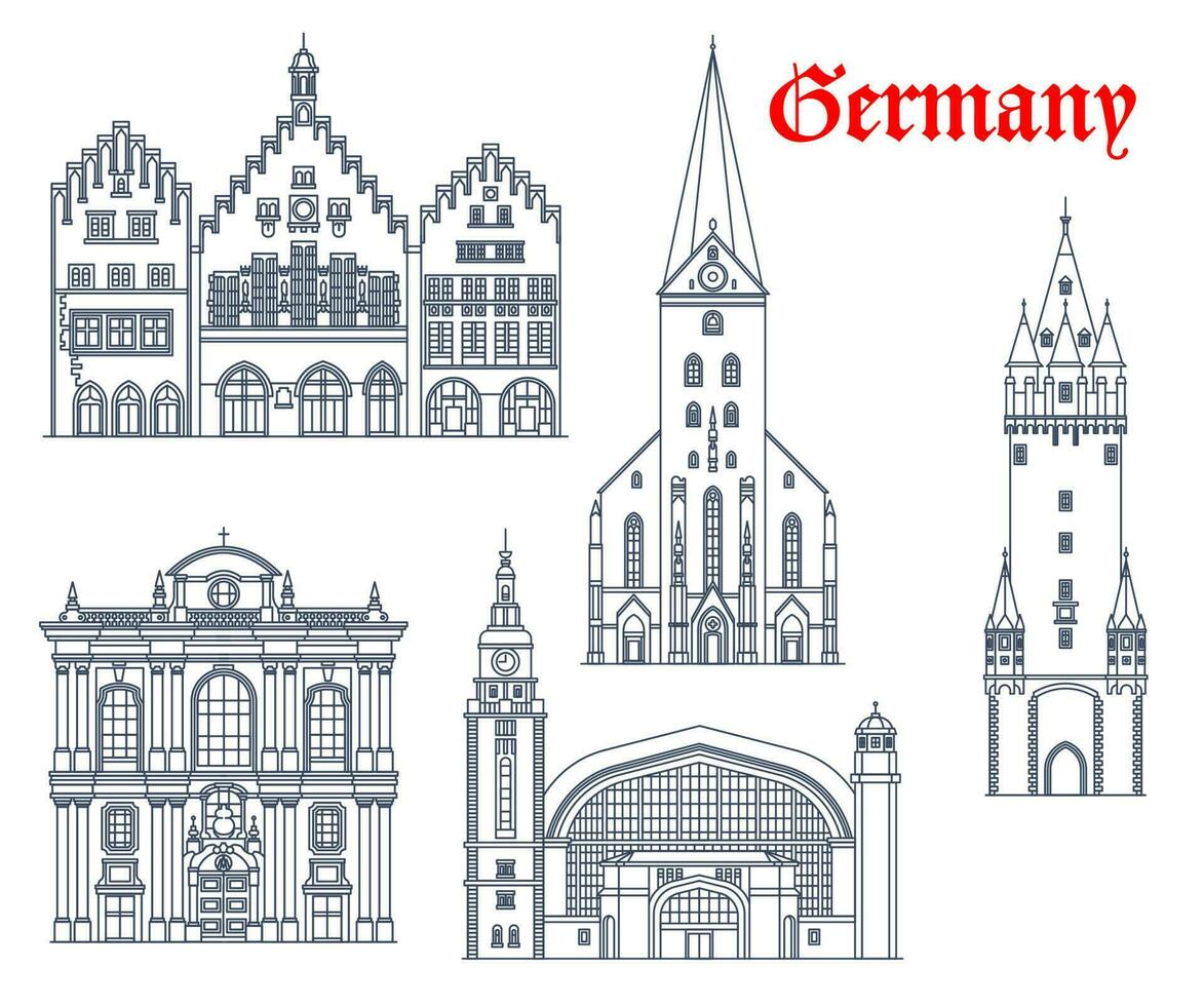 Duitsland architectuur, Frankfurt, Hamburg, München vector