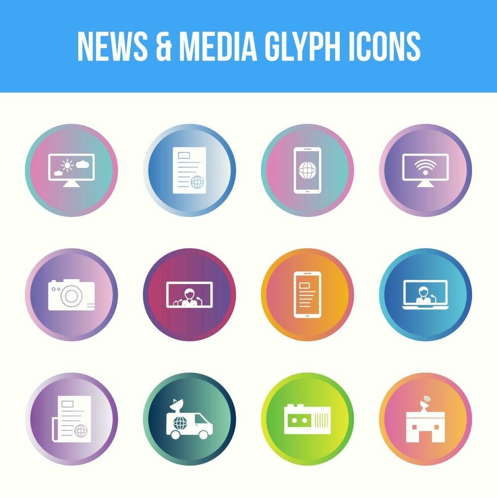 uniek nieuws enz media vector glyph icoon reeks