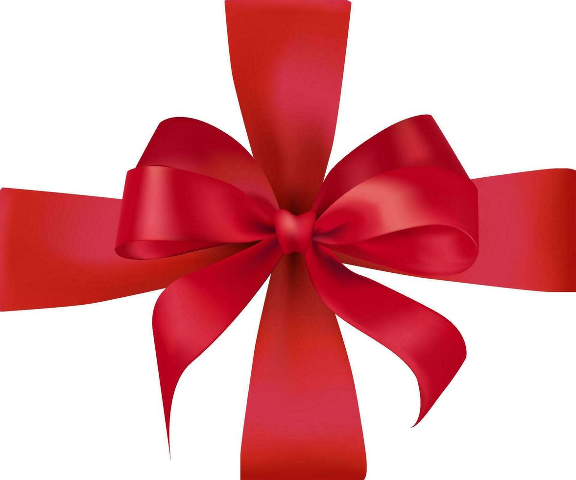 elegant rood zijde lint boog voor geschenk doos vector illustratie. realistisch ontwerp element Aan wit achtergrond voor feesten, bruiloften, en jubilea. perfect voor winkelen, verkoop, of geschenk kaarten