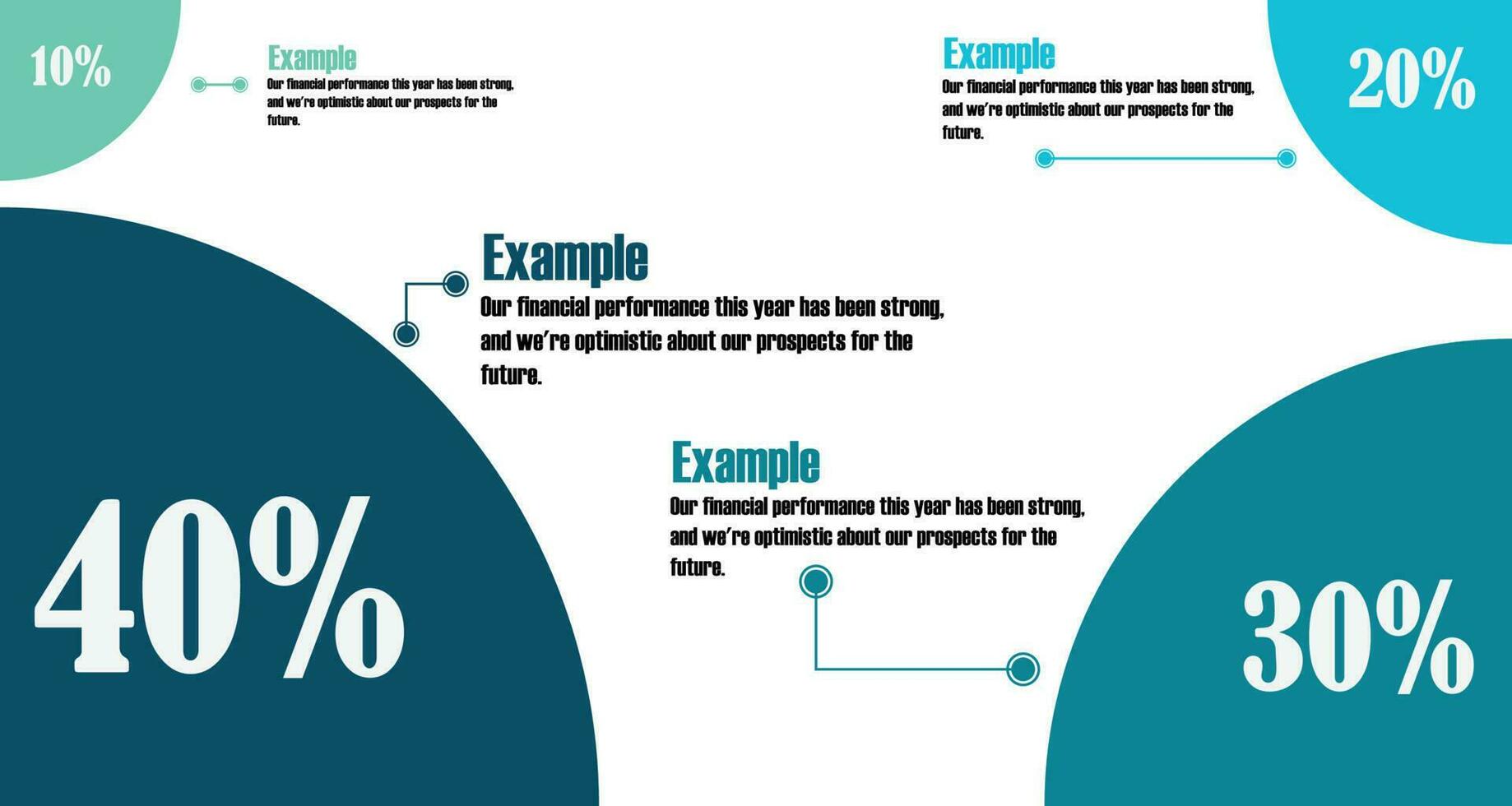 infographic sjabloon proportie en percentage voor bedrijf informatie presentatie. vector spandoek. modern workflow diagrammen met voorbeeld zinnen. verslag doen van optie plan 4 topics