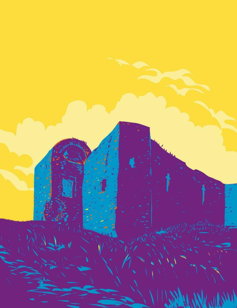 ballon kasteel muine bega in provincie carlow Ierland wpa kunst deco poster vector
