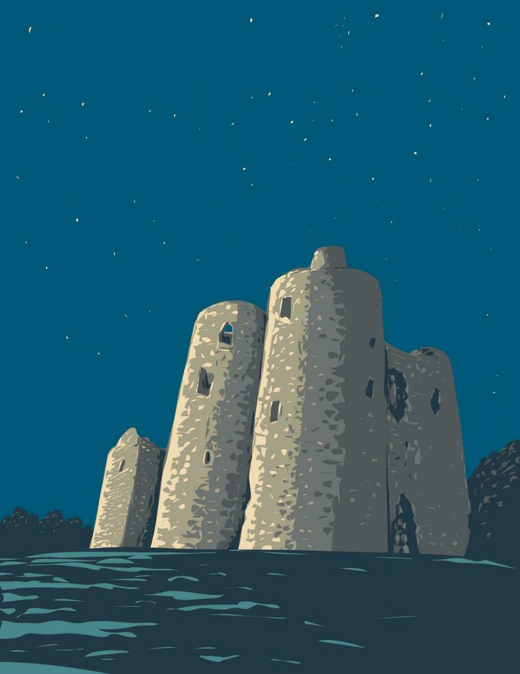 ballyloughan kasteel in provincie carlow in de buurt bagenalsstad Ierland wpa kunst deco poster vector
