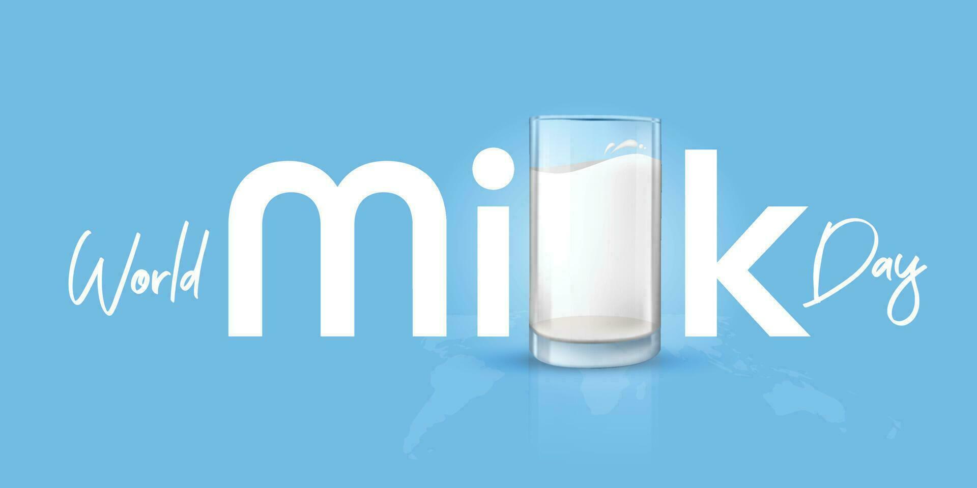 wereld melk dag, juni 1e. melk in glas vector