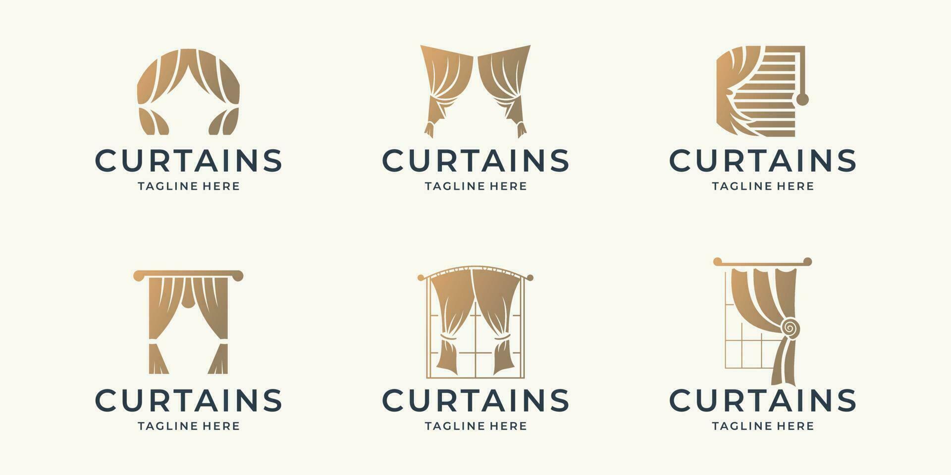 venster Blind logo ontwerp inspiratie. minimalistische circus gordijn, luxe blind, lijn venster vector