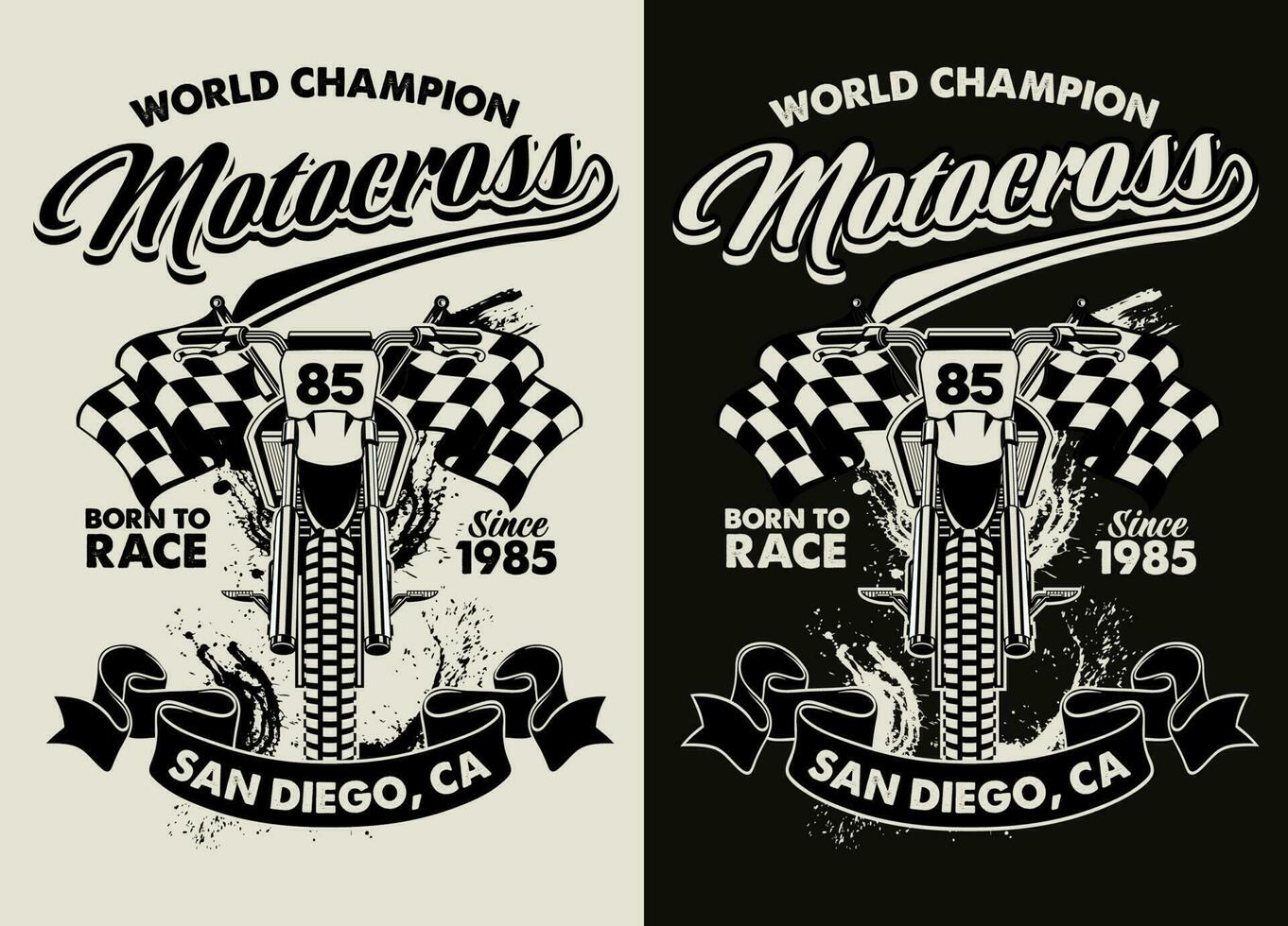 zwart en wit t-shirt ontwerp van motorcross racing garage vector