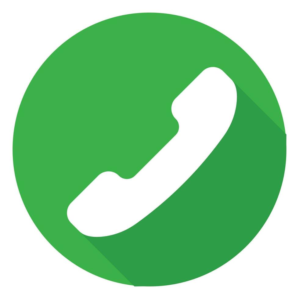 3d groen telefoon telefoontje vlak icoon vector, telefoon telefoontje aanvaarden knop, telefoon logo icoon, groen inkomend telefoon telefoontje vector met wit en groen kleur lang schaduw