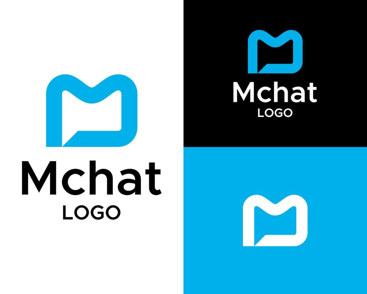 mchat logo met een blauw en zwart achtergrond vector