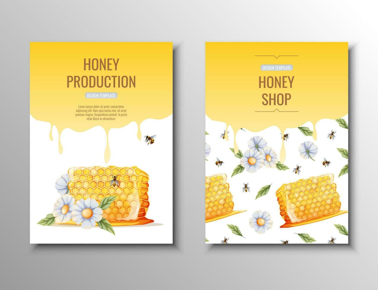 folder sjabloon met honing producten. honing winkel, gezond natuurlijk product.banner, poster, a4 Hoes voor reclame vector