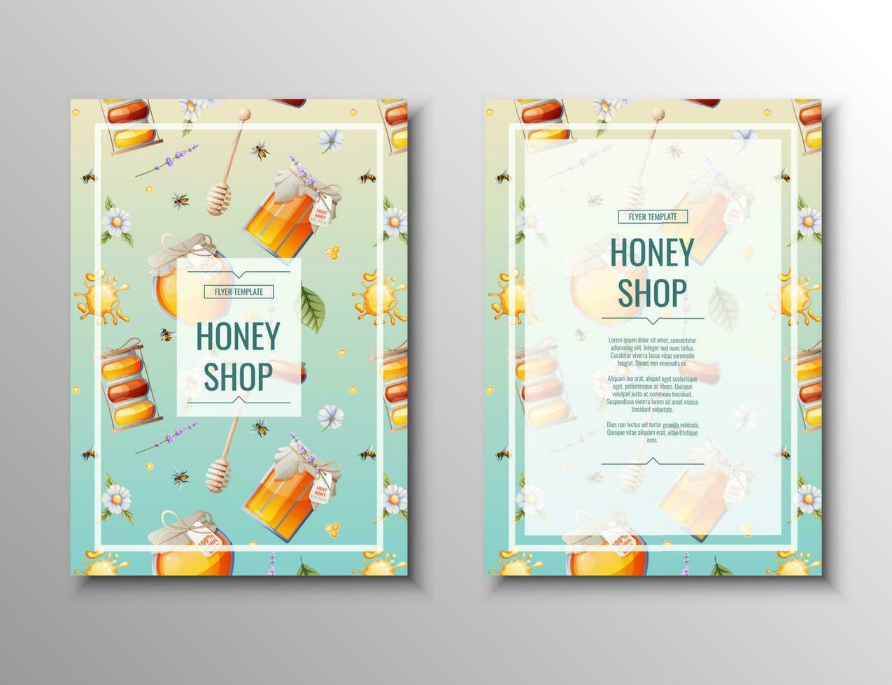 folder sjabloon met honing producten. honing winkel, gezond natuurlijk product.banner, poster, a4 Hoes voor reclame vector