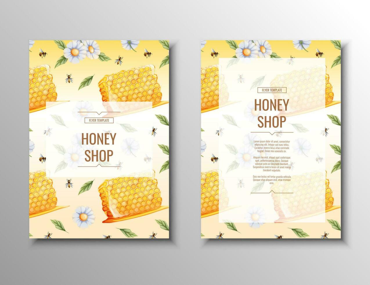 folder sjabloon met honing producten. honing winkel, gezond natuurlijk product.banner, poster, a4 Hoes voor reclame vector