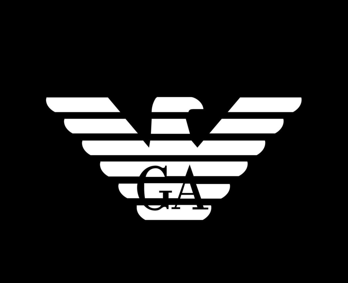 Giorgio armani merk logo symbool wit ontwerp kleren mode vector illustratie met zwart achtergrond