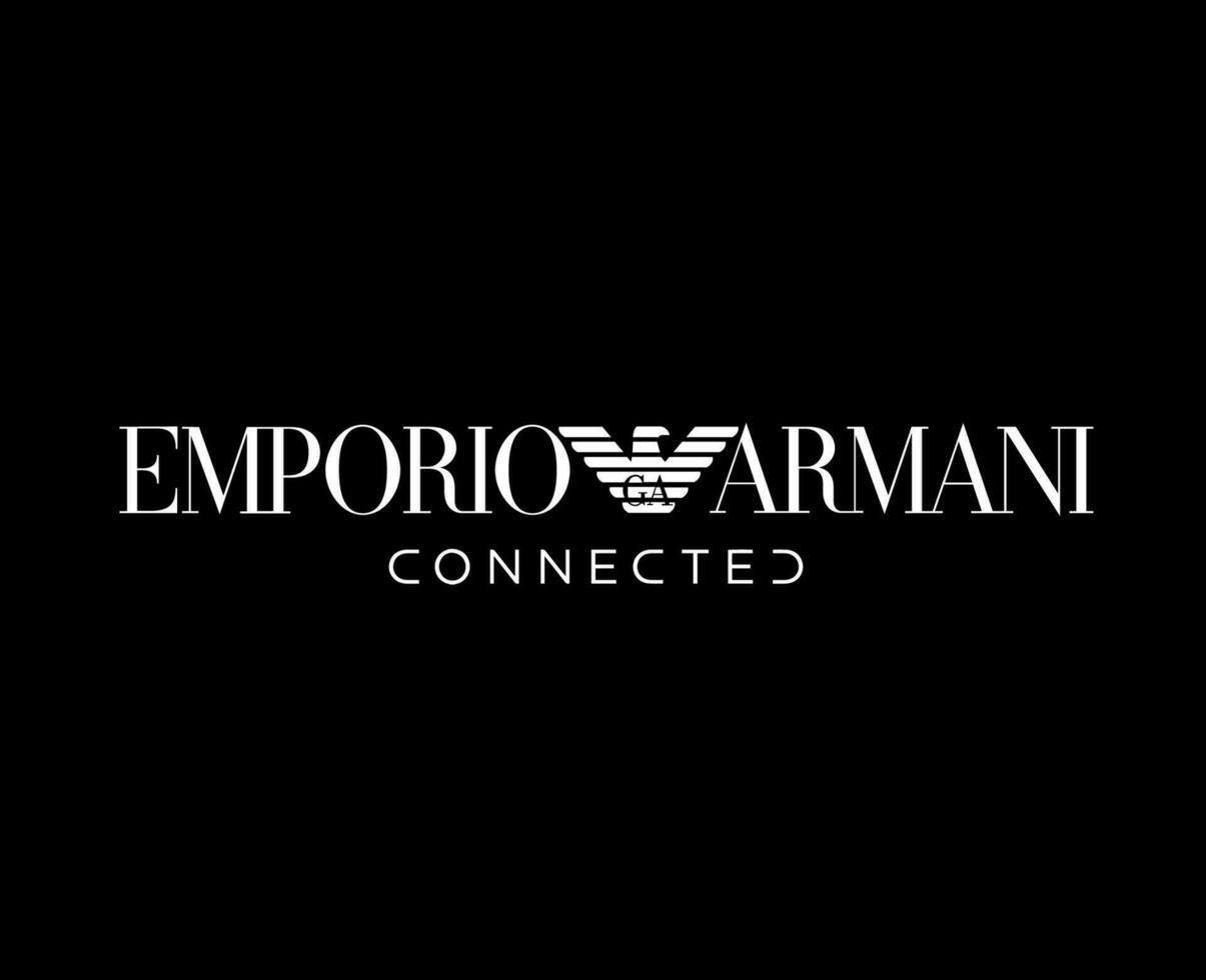 emporio armani verbonden merk kleren logo symbool wit ontwerp mode vector illustratie met zwart achtergrond