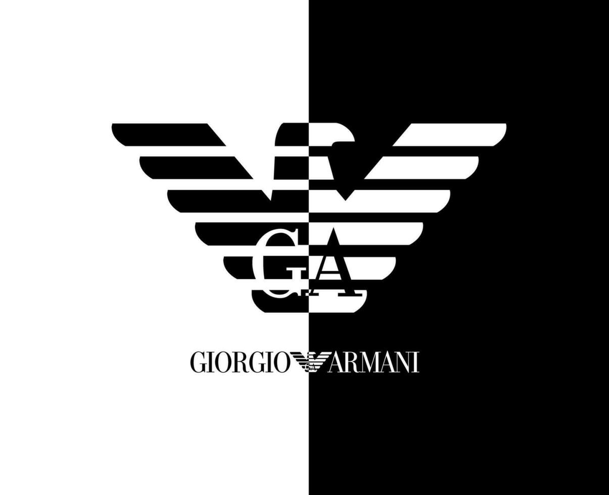 Giorgio armani merk kleren symbool logo met naam zwart en wit ontwerp mode vector illustratie