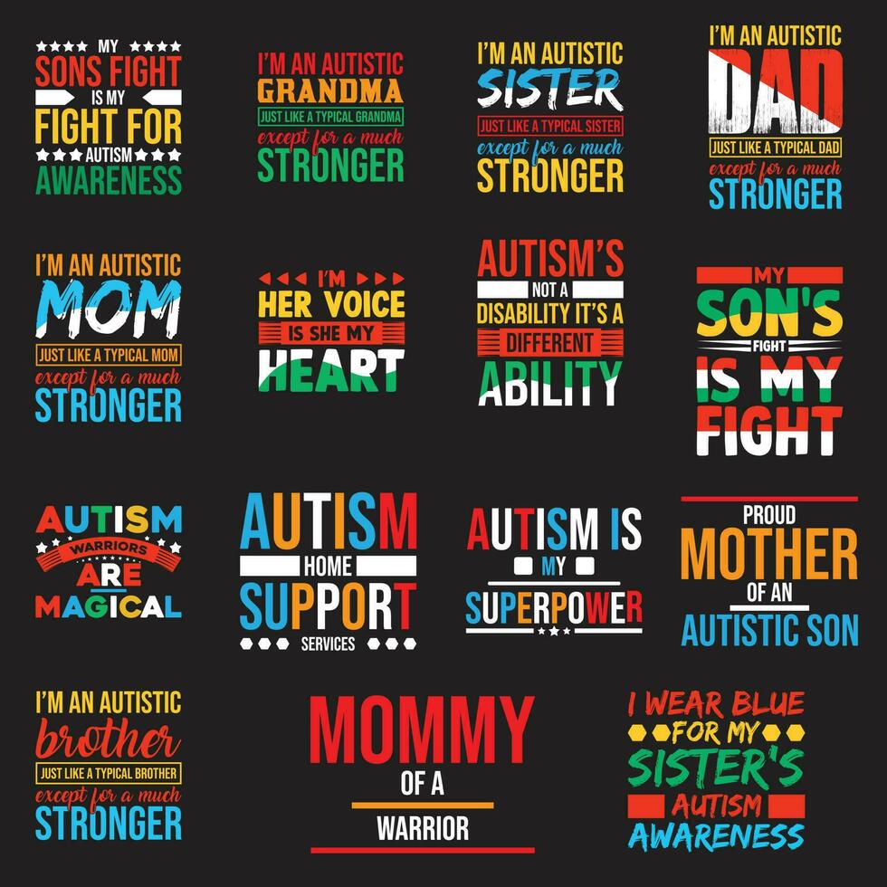 autisme t-shirt ontwerp bundel vector