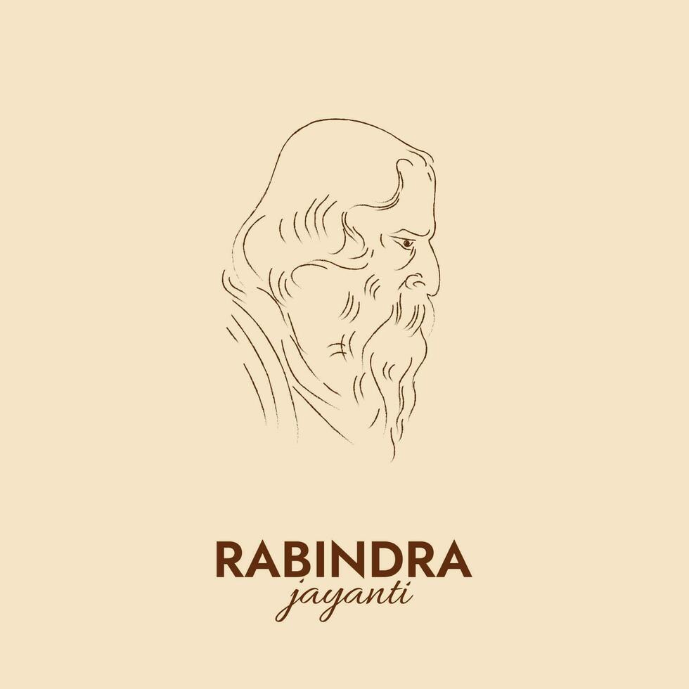 rabindra Jayanti sociaal media post . Rabindranath tagore geboorte verjaardag Aan de 25e dag van boishakh vector