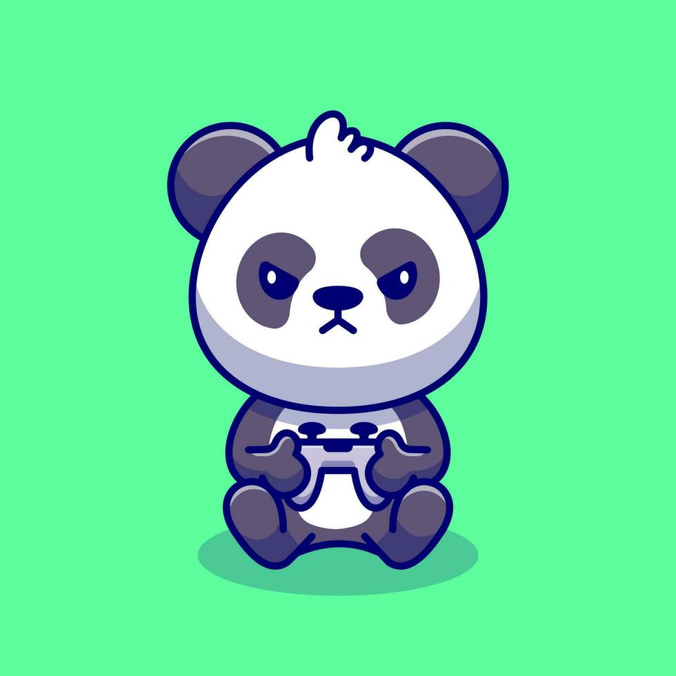 schattig panda gaming tekenfilm vector icoon illustratie. dier technologie icoon concept geïsoleerd premie vector. vlak tekenfilm stijl