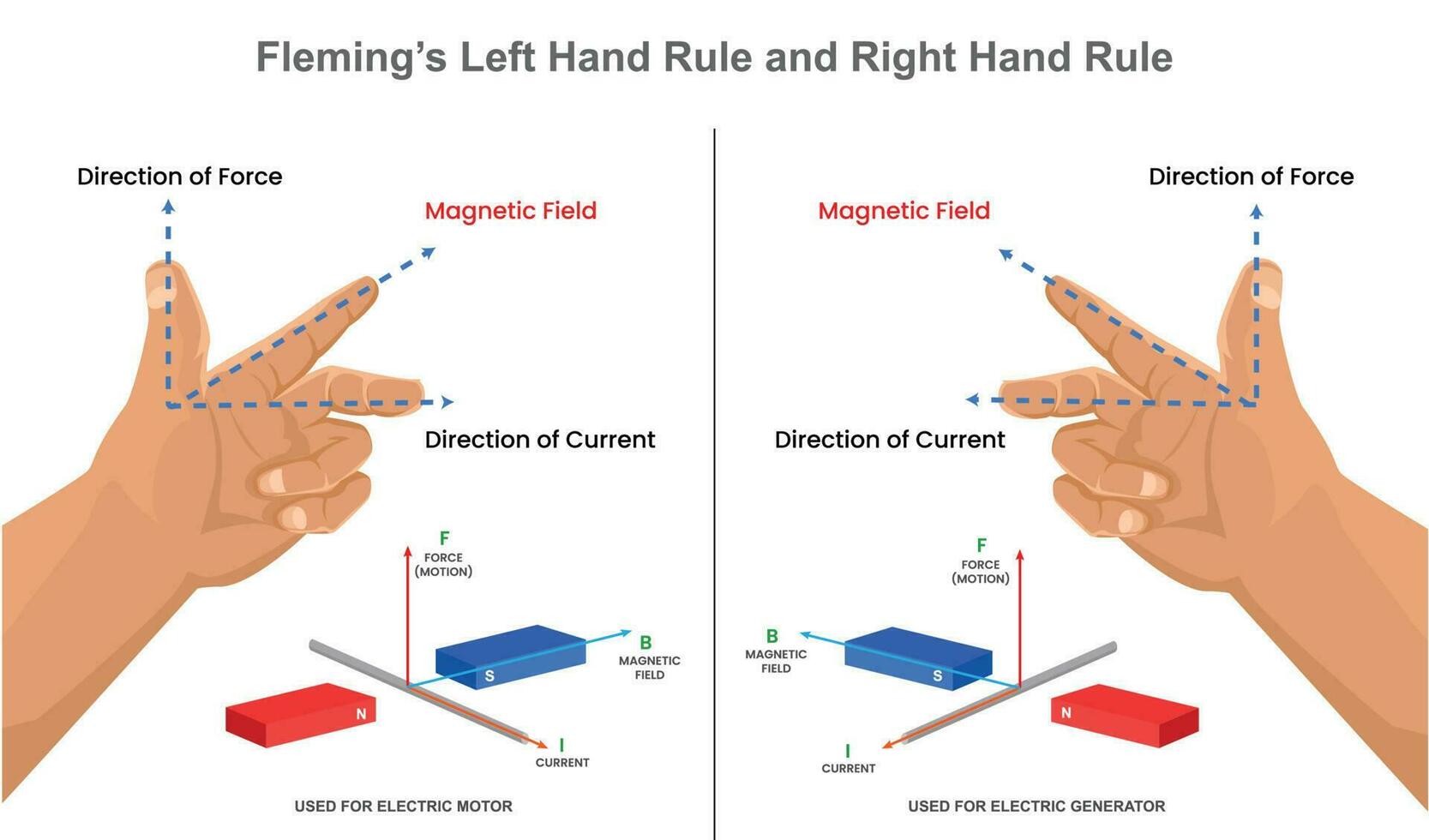 vlaams links hand- regel en Rechtsaf hand- regel 2 vector