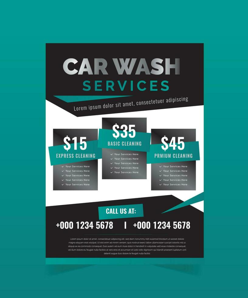 auto wassen folder ontwerp sjabloon, auto schoonmaak onderhoud folder, auto- wassen brochure. vector