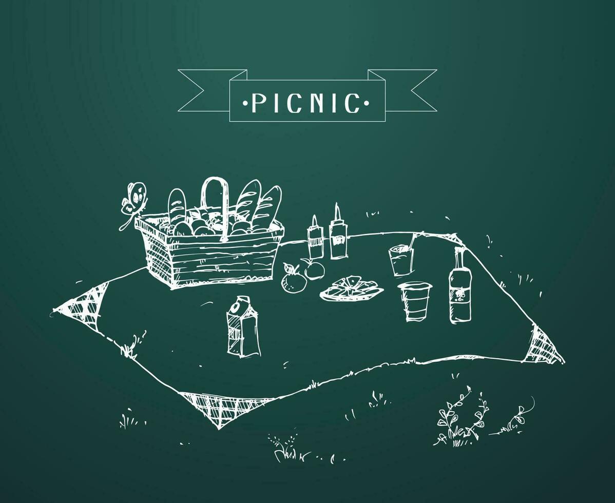 buitenshuis picknick in park vector