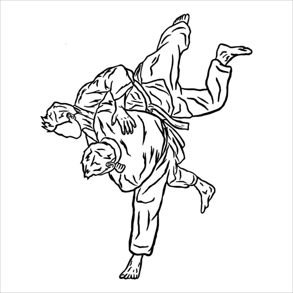 illustratiejiu jitsu vechter Gooi tegenstander in strijd vector