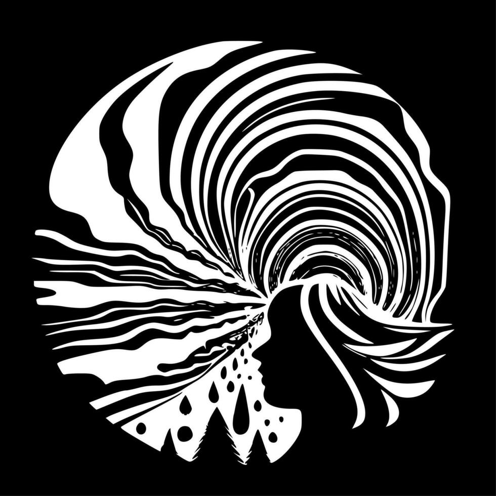 psychedelisch, zwart en wit vector illustratie