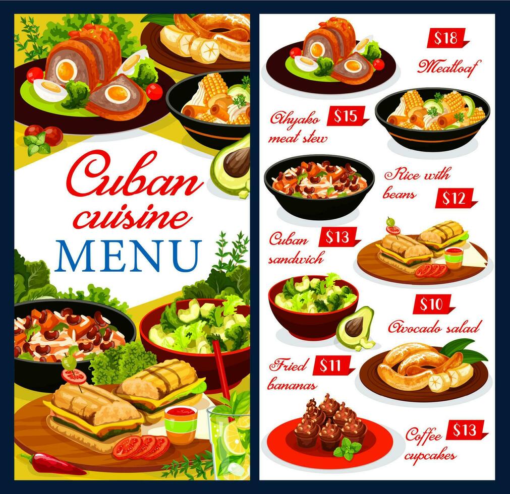 Cubaans keuken restaurant gerechten menu vector Hoes