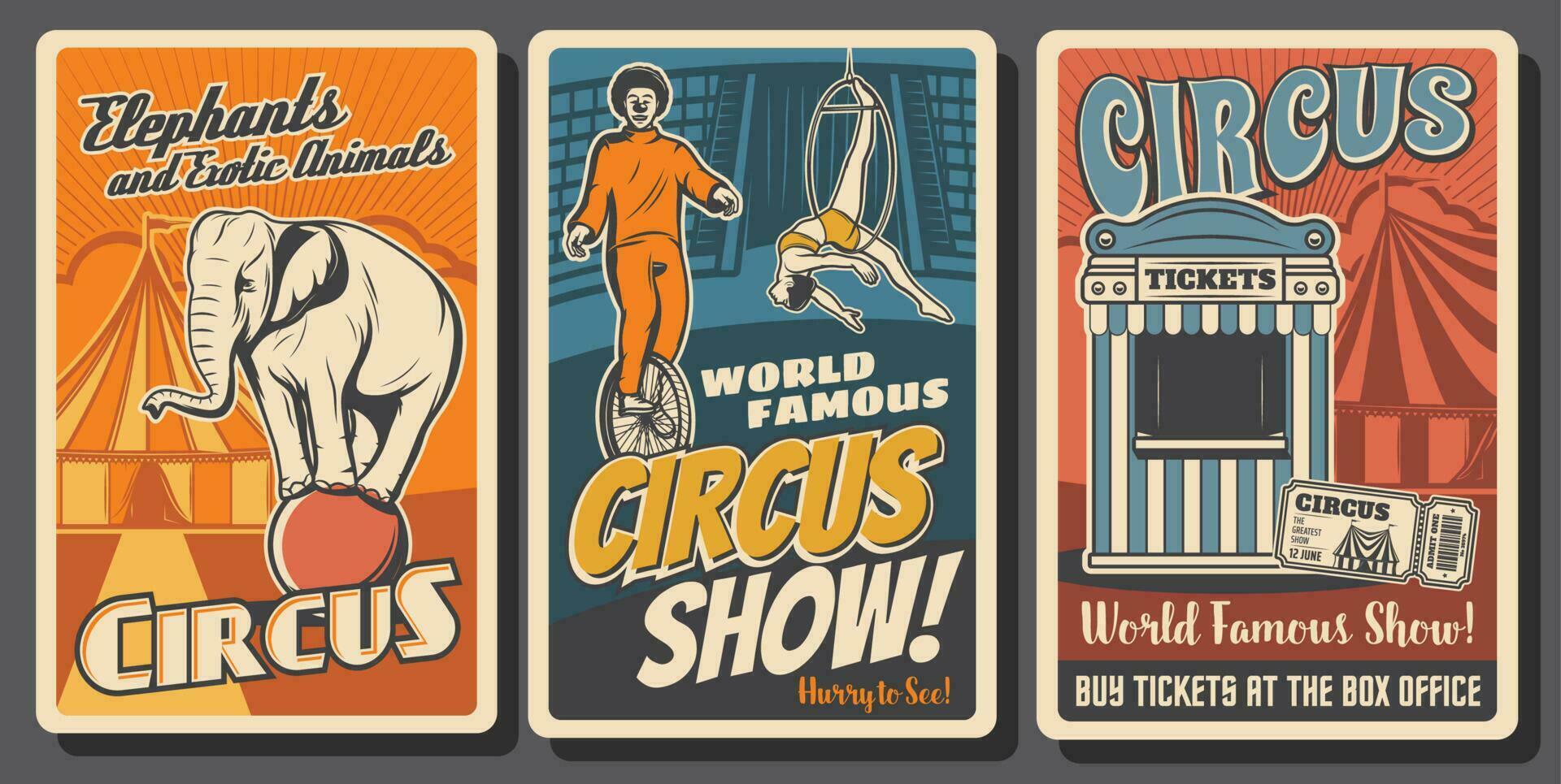 circus artiesten retro vector affiches, kermis