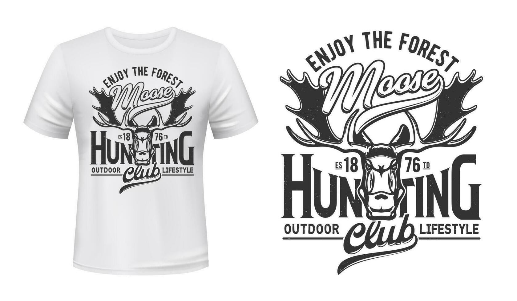 t-shirt afdrukken met eland, mascotte voor buitenshuis club vector