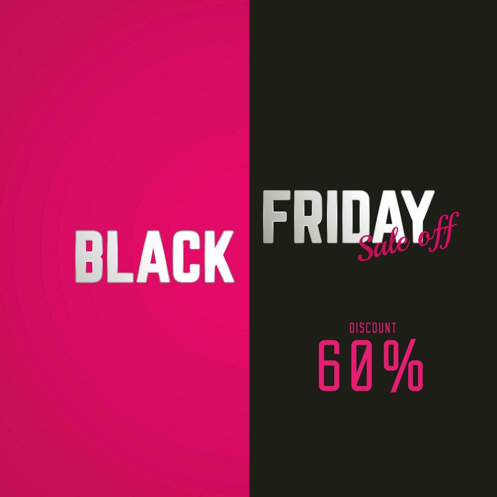 zwart vrijdag 60 procent uitverkoop uit korting promo, concept van korting banier vector illustratie sjablonen, uitverkoop uit tekst Aan roze en zwart achtergrond
