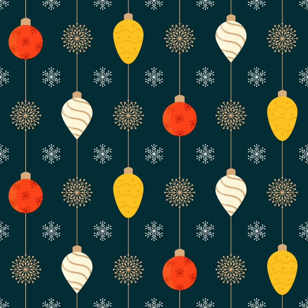 herhaling-minder kerstballen en sneeuwvlok patroon achtergrond. vector