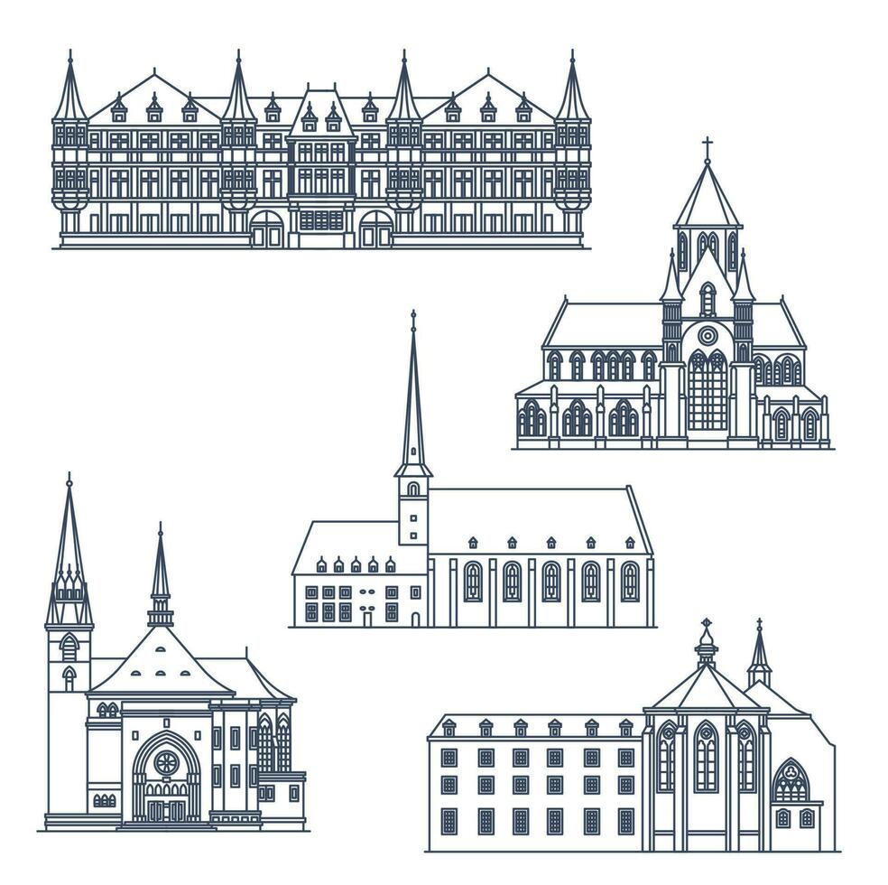 Luxemburg reizen oriëntatiepunten, kathedralen, kerken vector